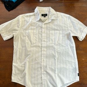 Brixton button down shirt. Sz: medium Color: white with yellow and green stripes